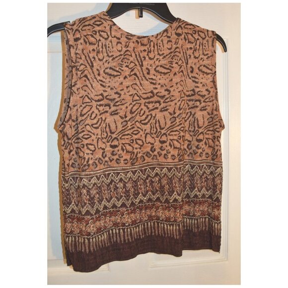 Pleat Pleat by Raphael Sleeveless Leopard? Print Pattern Blouse Top Shirt Size M - Picture 3 of 3